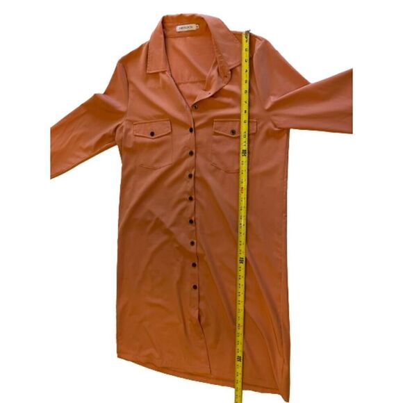 MISSLOOK Button Up Peach Shirt Dress Size M - Picture 5 of 6